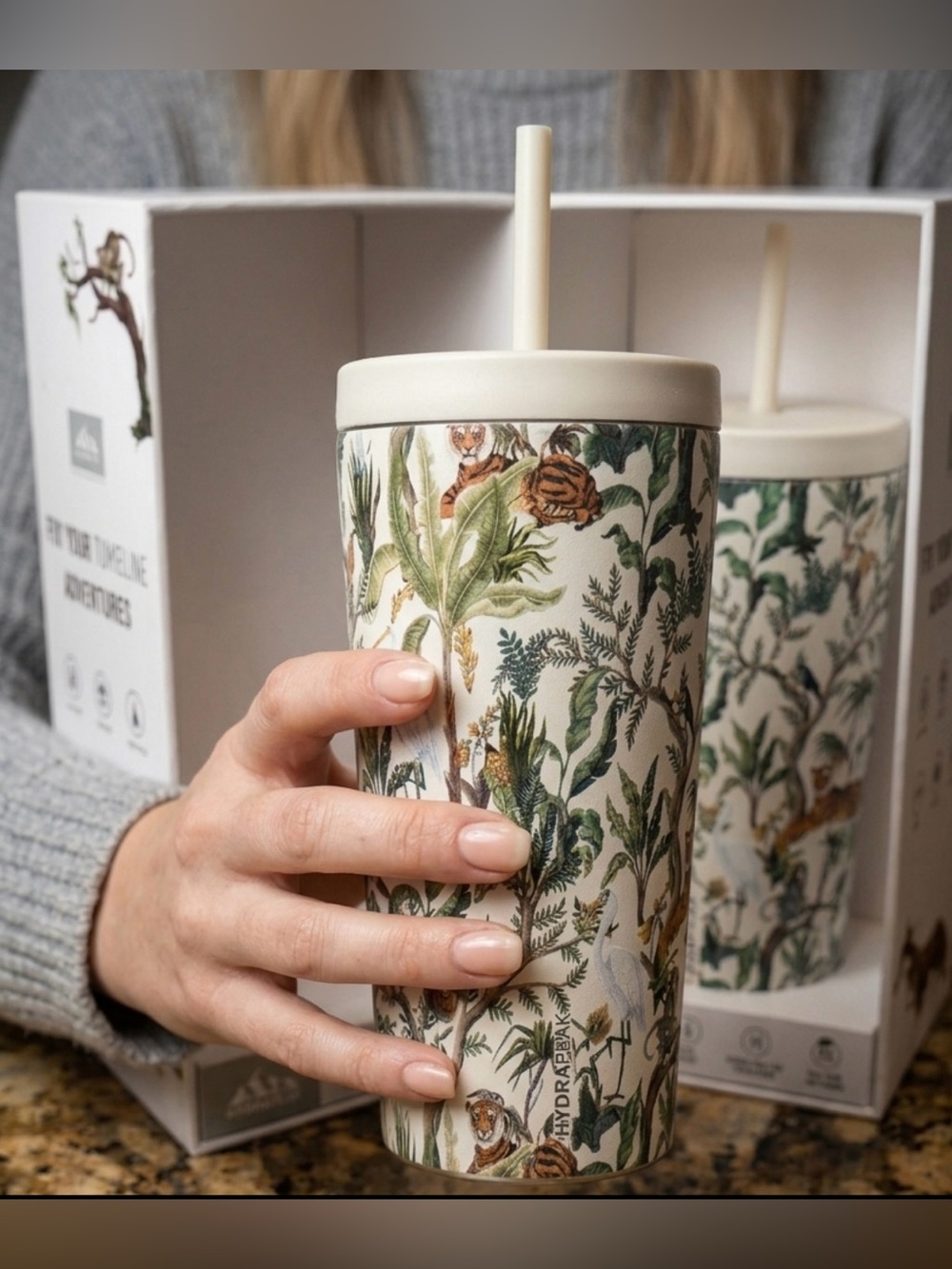 Hydrapeak Traveler 25oz Insulated Tumbler In The Artisan Jungle White New